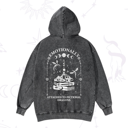 Purplehecate Emotionally Attached to Fictional Dragons Washed Hoodie