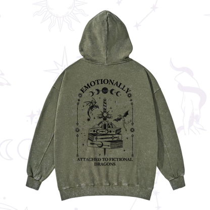 Purplehecate Emotionally Attached to Fictional Dragons Washed Hoodie