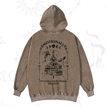 Purplehecate Emotionally Attached to Fictional Dragons Washed Hoodie