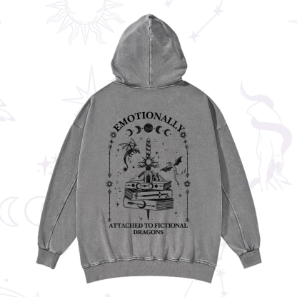 Purplehecate Emotionally Attached to Fictional Dragons Washed Hoodie