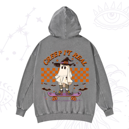 Purplehecate Creep It Real Halloween Washed Hoodie