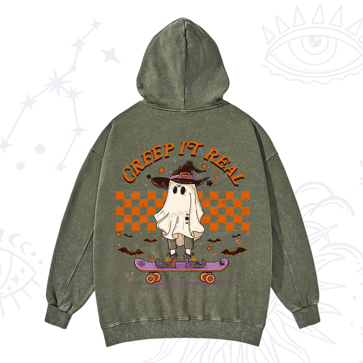 Purplehecate Creep It Real Halloween Washed Hoodie