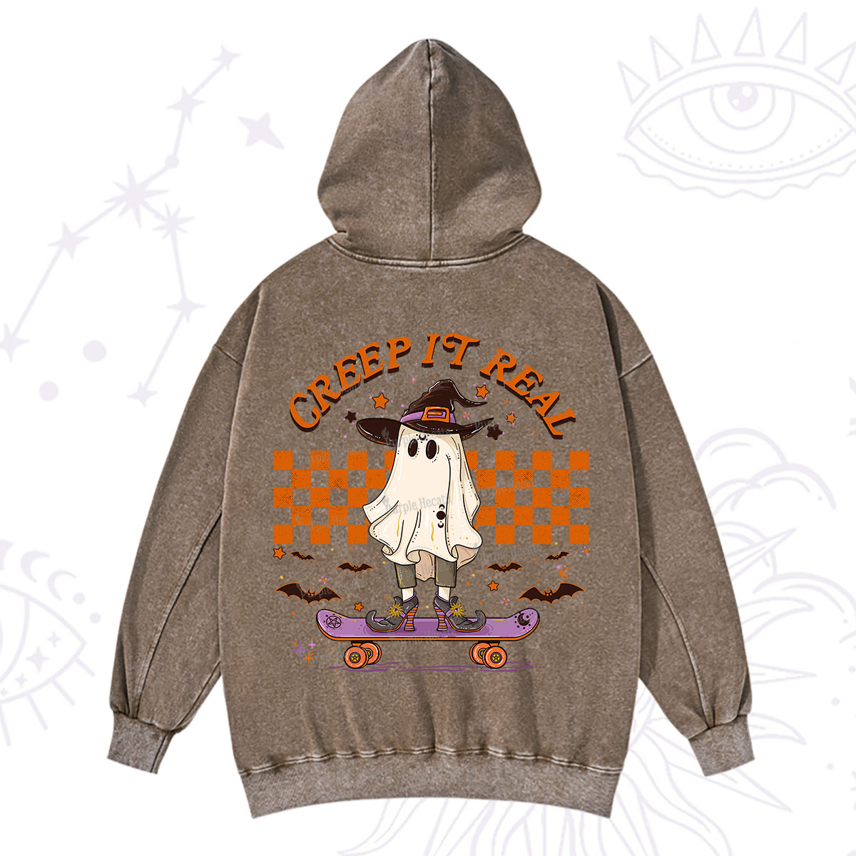 Purplehecate Creep It Real Halloween Washed Hoodie