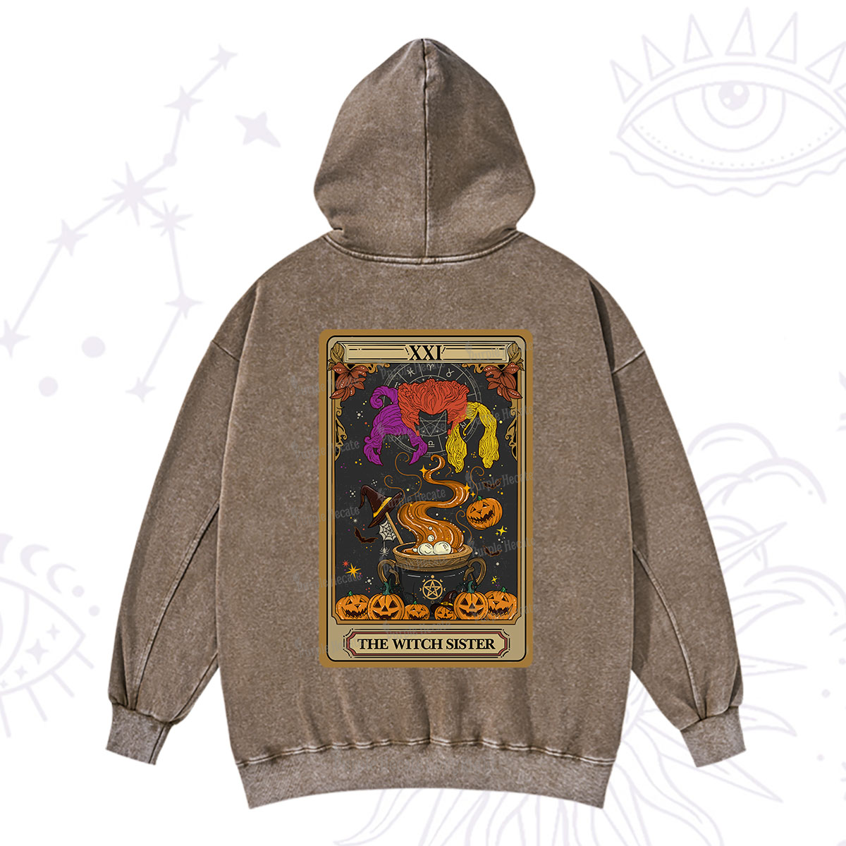 Purplehecate The Witch Sister Tarot Halloween Washed Hoodie