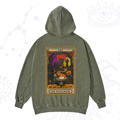 Purplehecate The Witch Sister Tarot Halloween Washed Hoodie