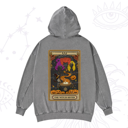Purplehecate The Witch Sister Tarot Halloween Washed Hoodie
