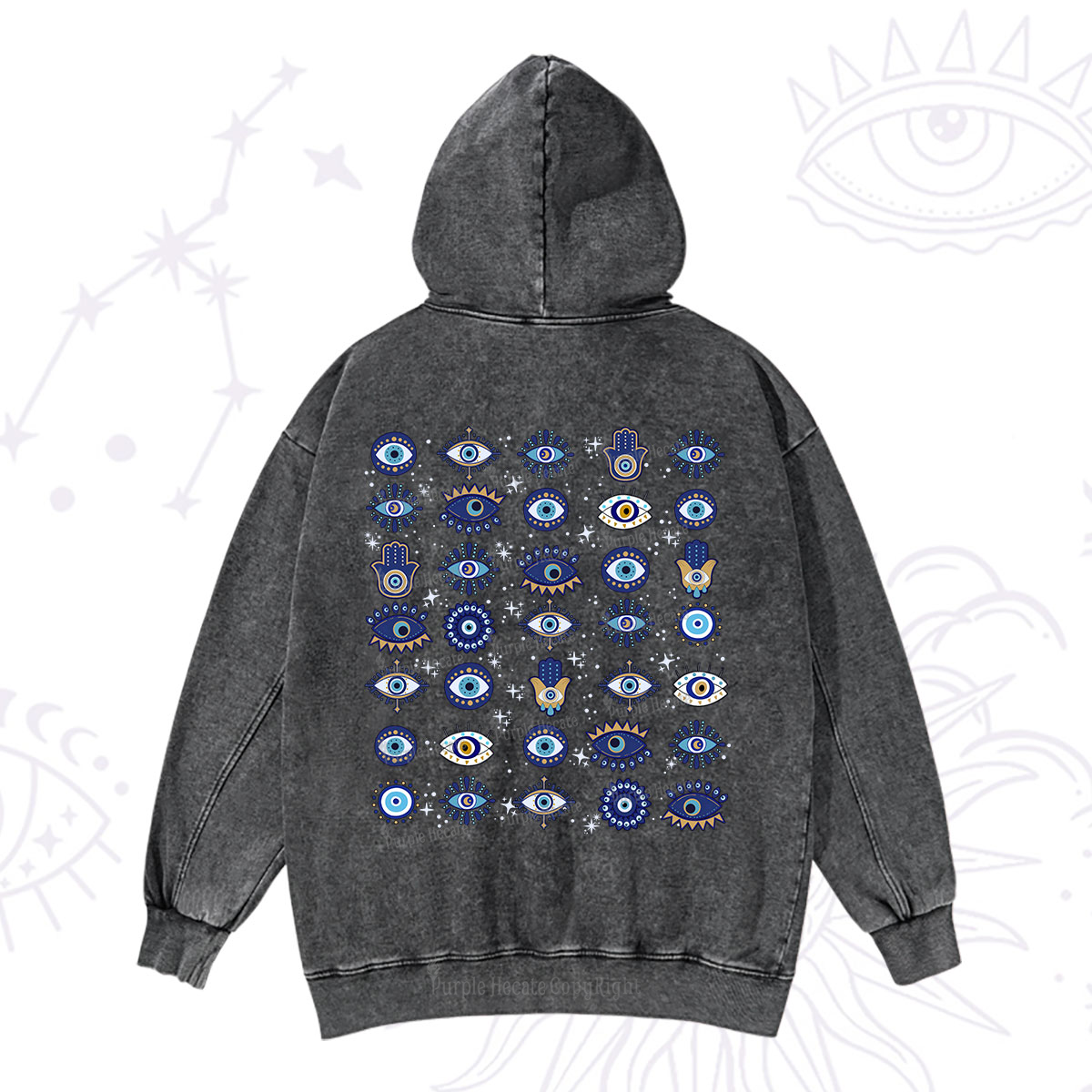 Purplehecate Evil Eye Protection Washed Hoodie