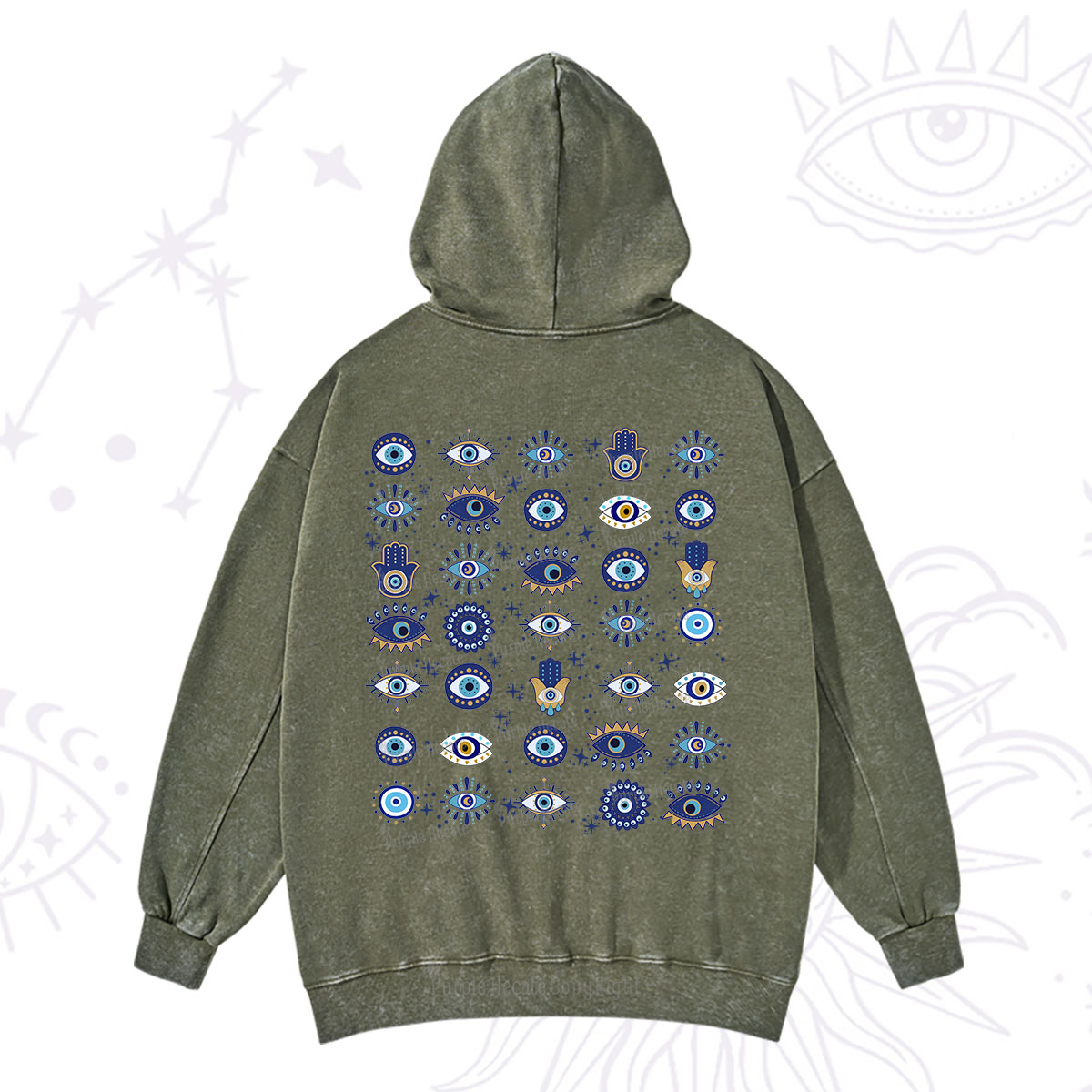 Purplehecate Evil Eye Protection Washed Hoodie