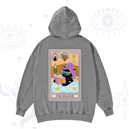 Purplehecate The Reader Cat Tarot Washed Hoodie