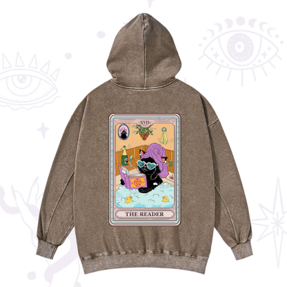 Purplehecate The Reader Cat Tarot Washed Hoodie