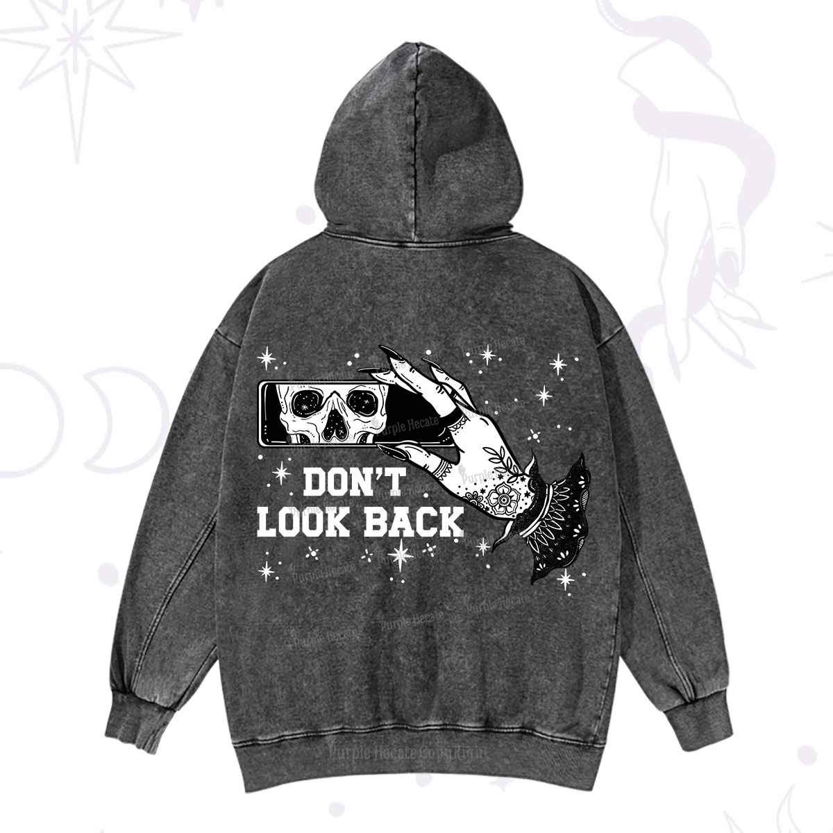 Purplehecate Don't Look Back Washed Hoodie
