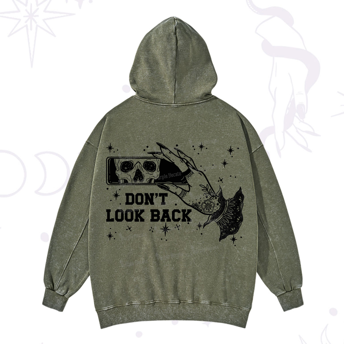 Purplehecate Don't Look Back Washed Hoodie