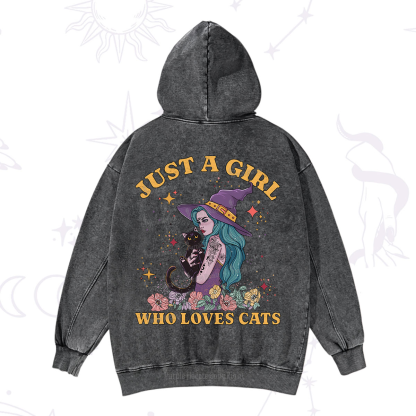 Purplehecate Just A Girl Who Loves Cats Washed Hoodie