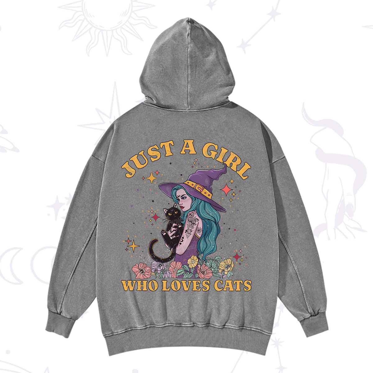 Purplehecate Just A Girl Who Loves Cats Washed Hoodie