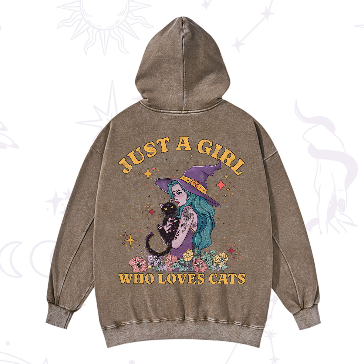 Purplehecate Just A Girl Who Loves Cats Washed Hoodie