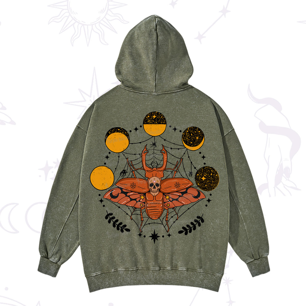 Purplehecate Lunar Web Death Beetle Washed Hoodie