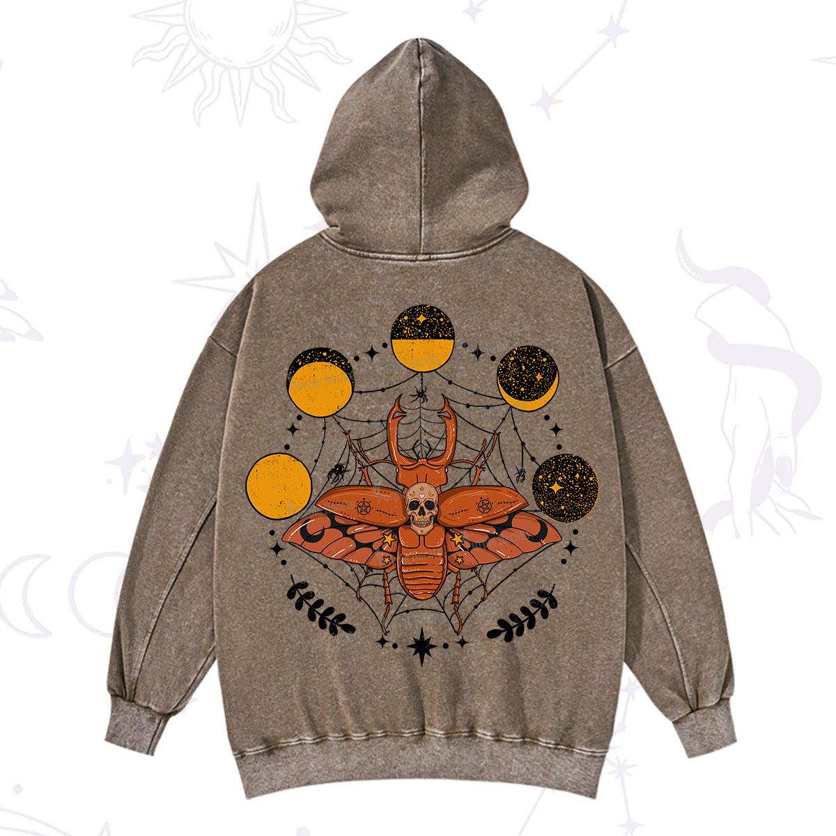 Purplehecate Lunar Web Death Beetle Washed Hoodie