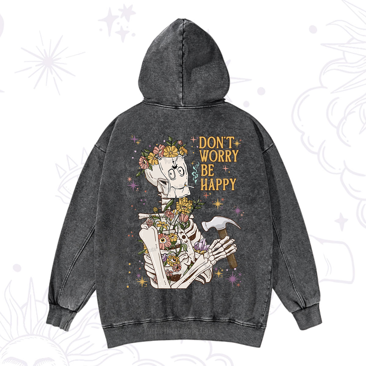 Purplehecate Don't Worry Be Happy Washed Hoodie