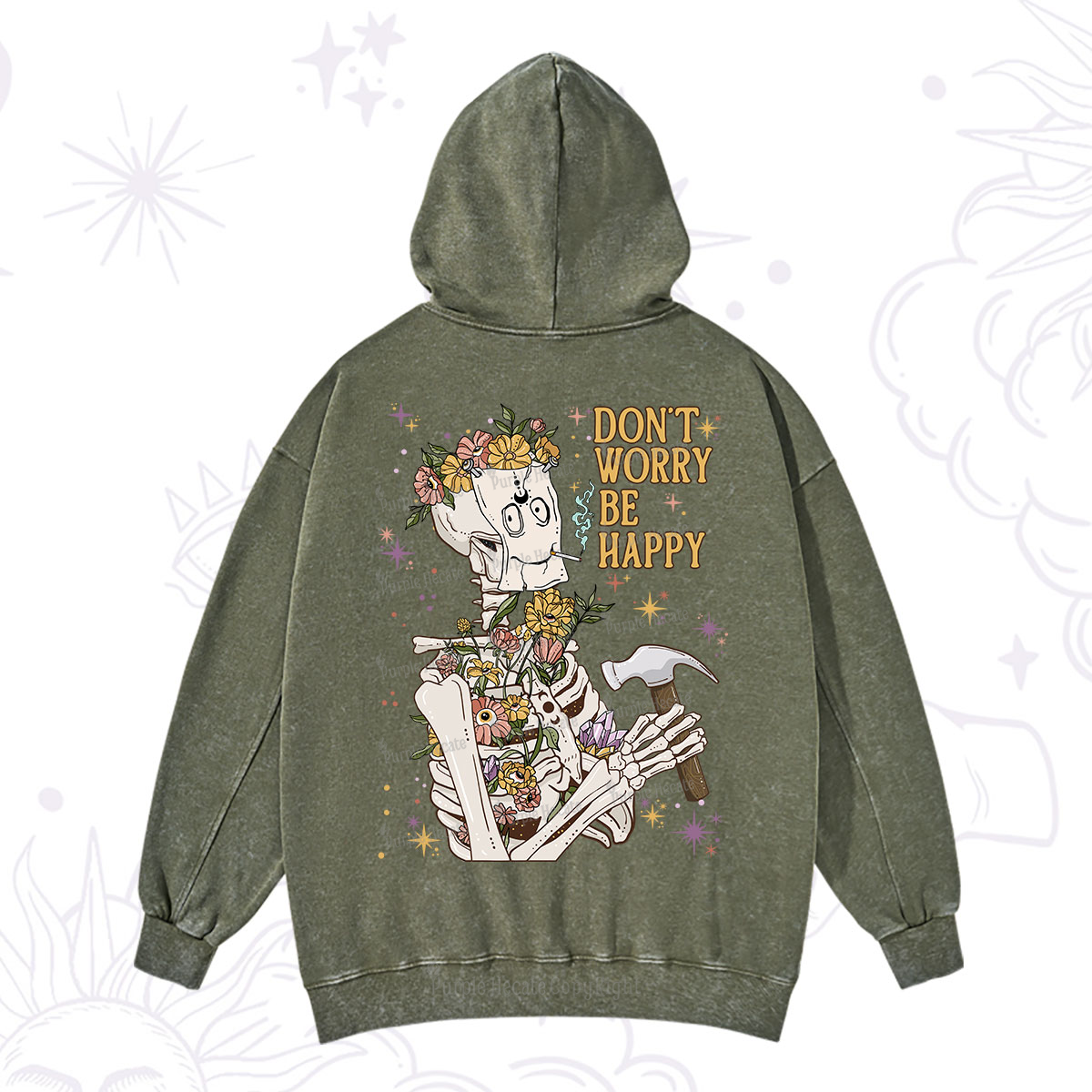 Purplehecate Don't Worry Be Happy Washed Hoodie