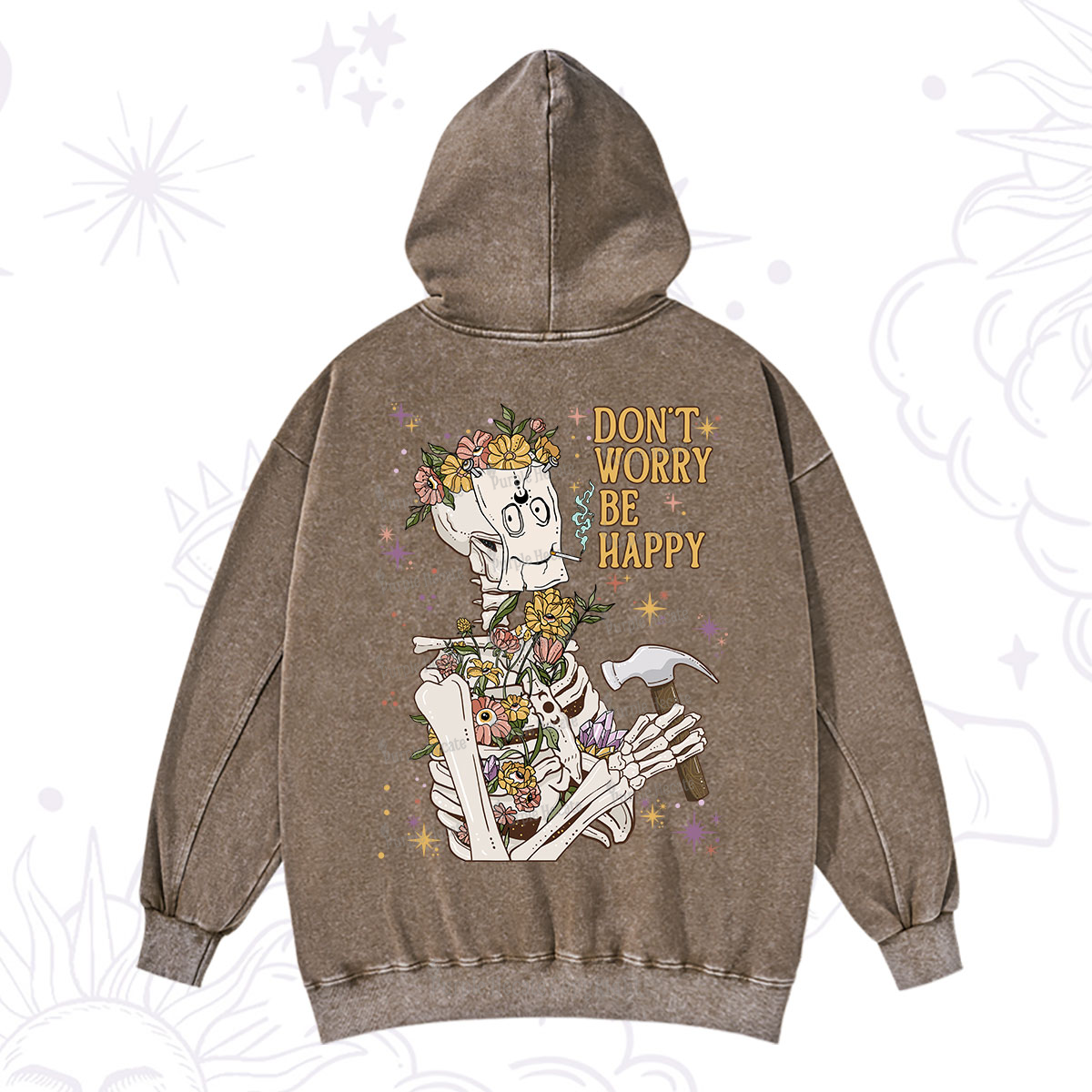 Purplehecate Don't Worry Be Happy Washed Hoodie