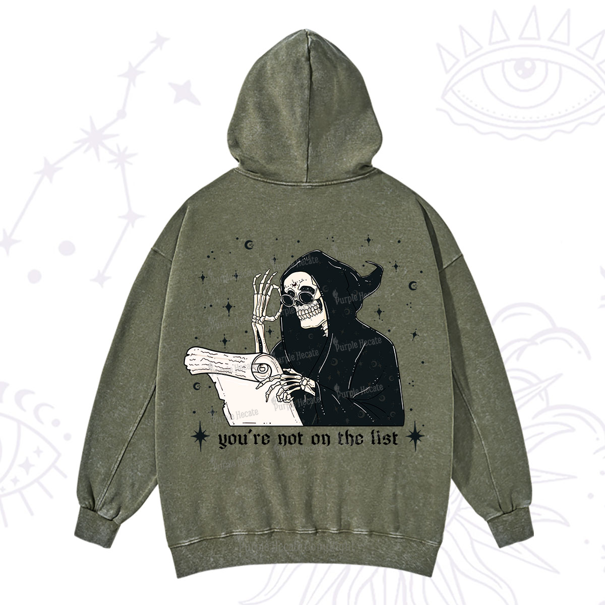 Purplehecate You're Not On The List Washed Hoodie