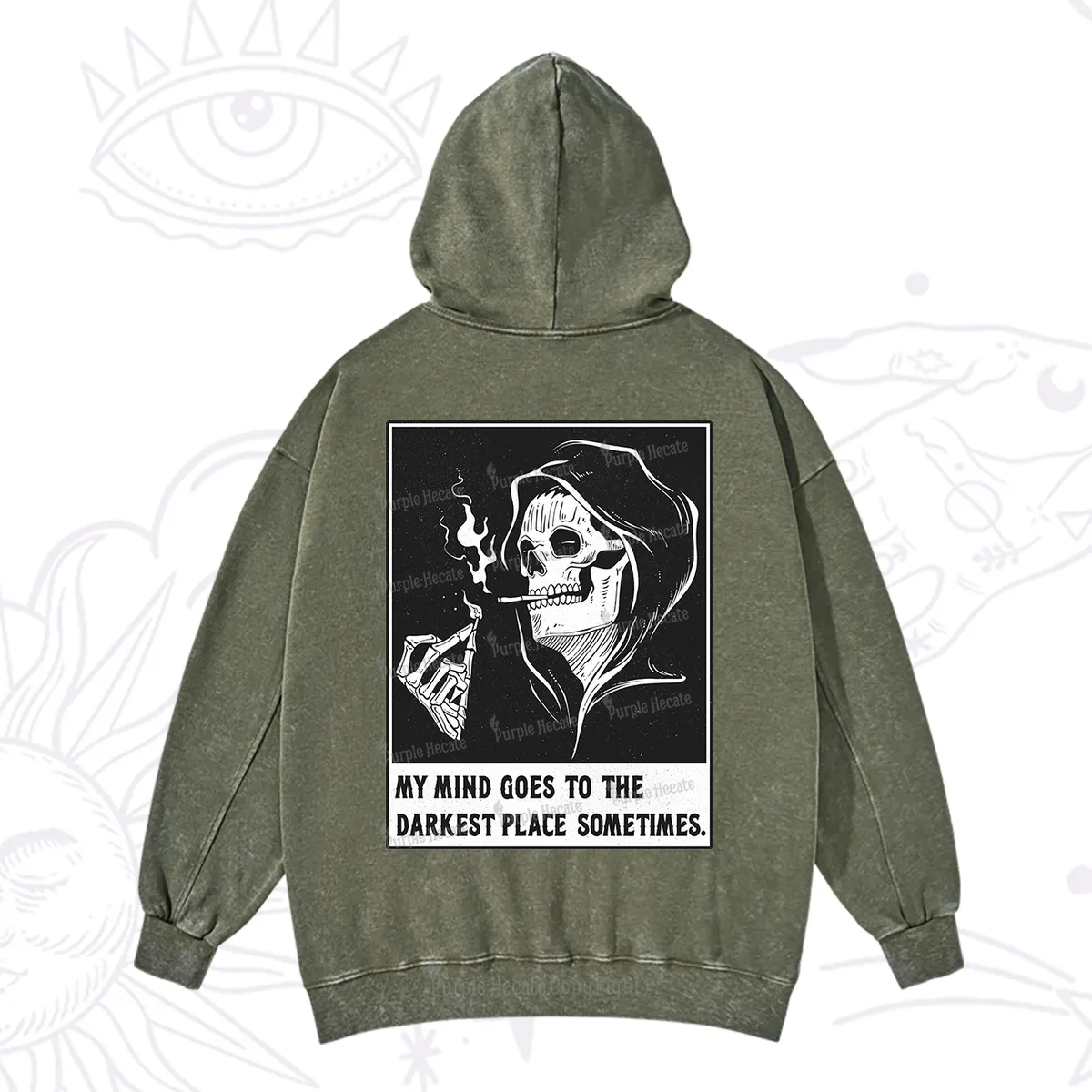 Purplehecate My Mind Goes To The Darkest Place Sometimes Washed Hoodie