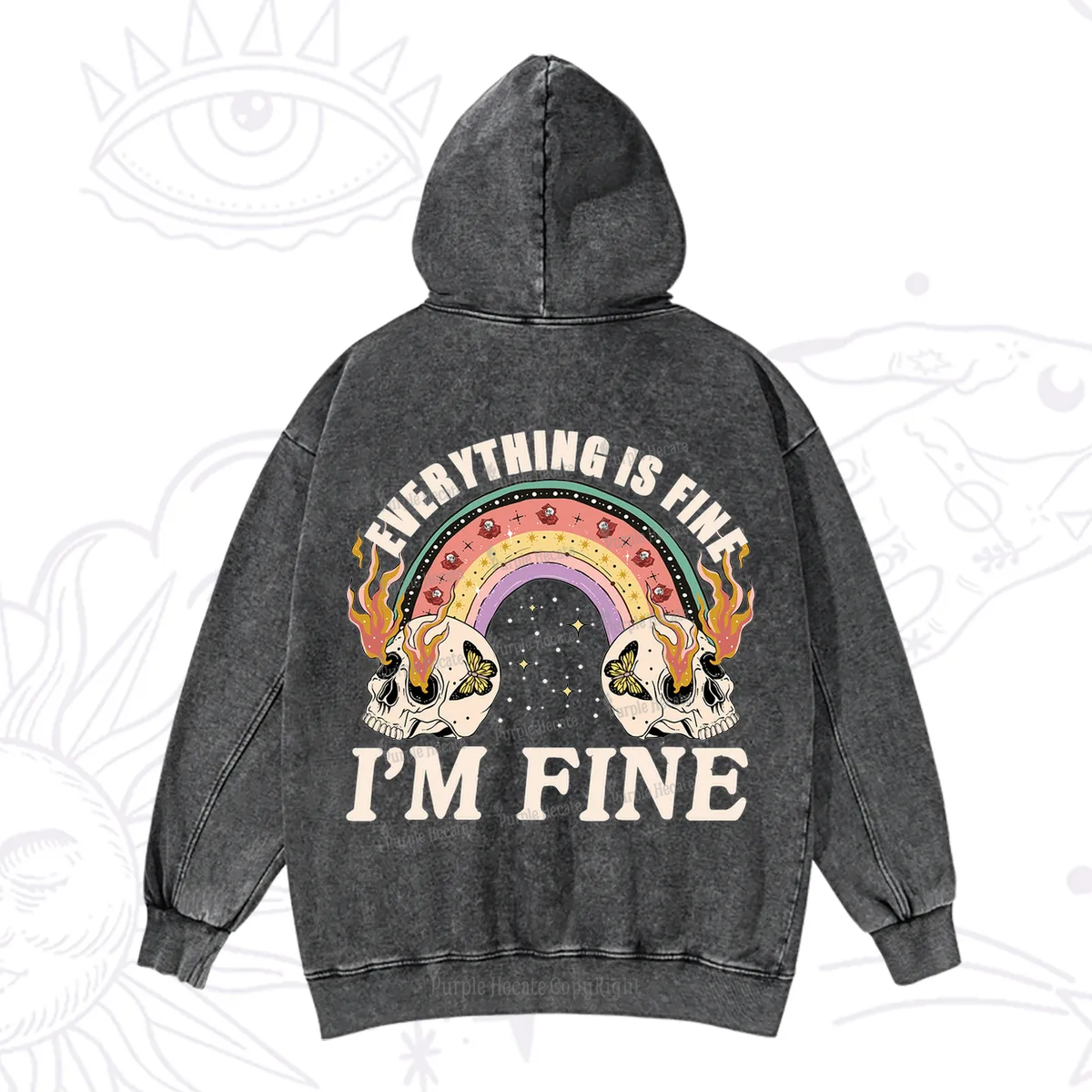 Purplehecate Everything Is Fine Washed Hoodie