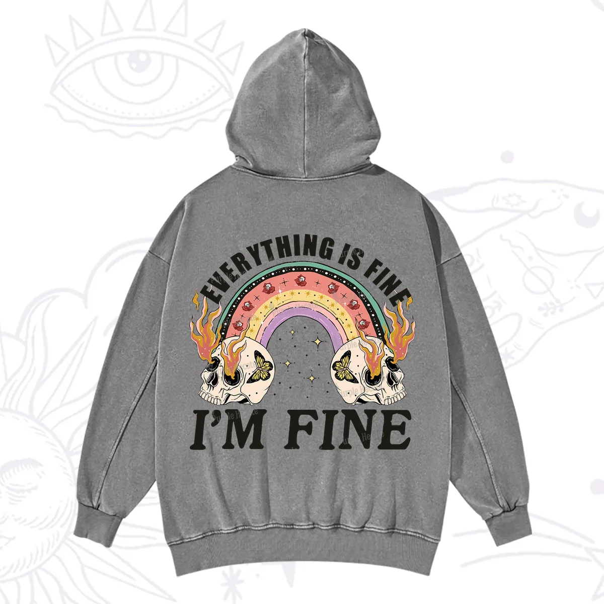 Purplehecate Everything Is Fine Washed Hoodie
