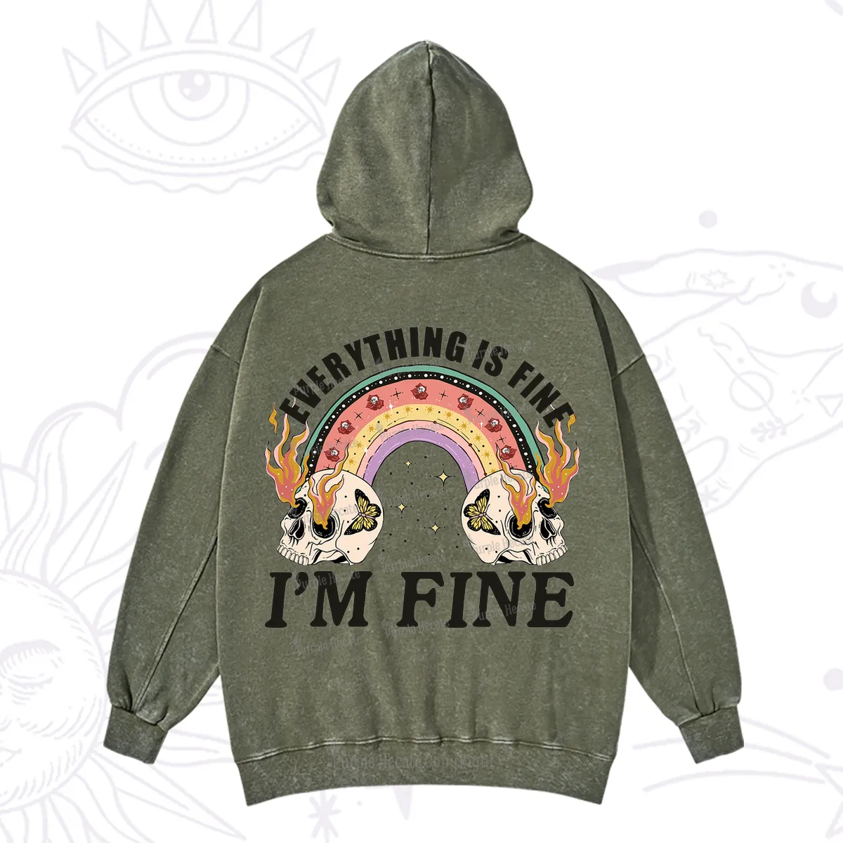 Purplehecate Everything Is Fine Washed Hoodie