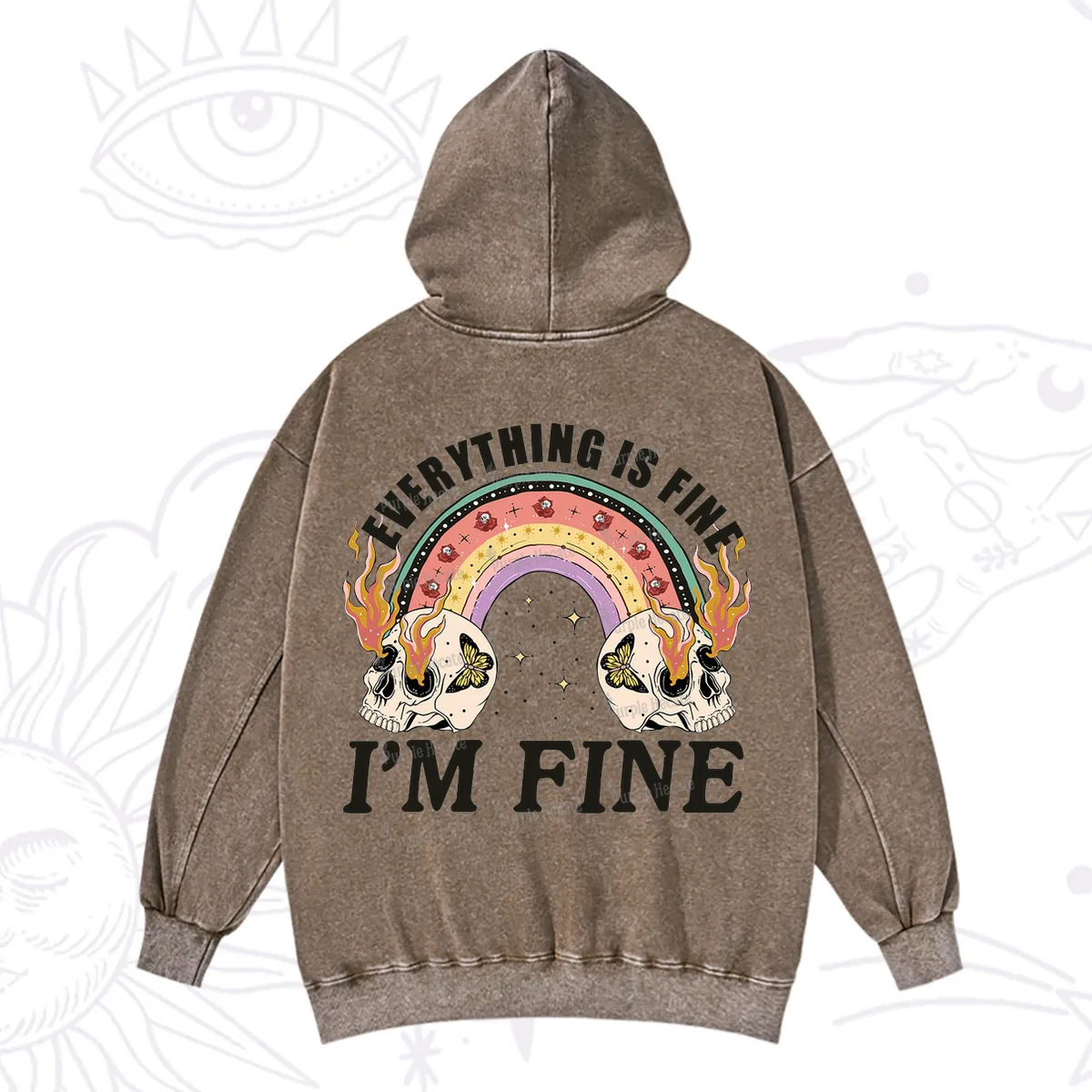 Purplehecate Everything Is Fine Washed Hoodie