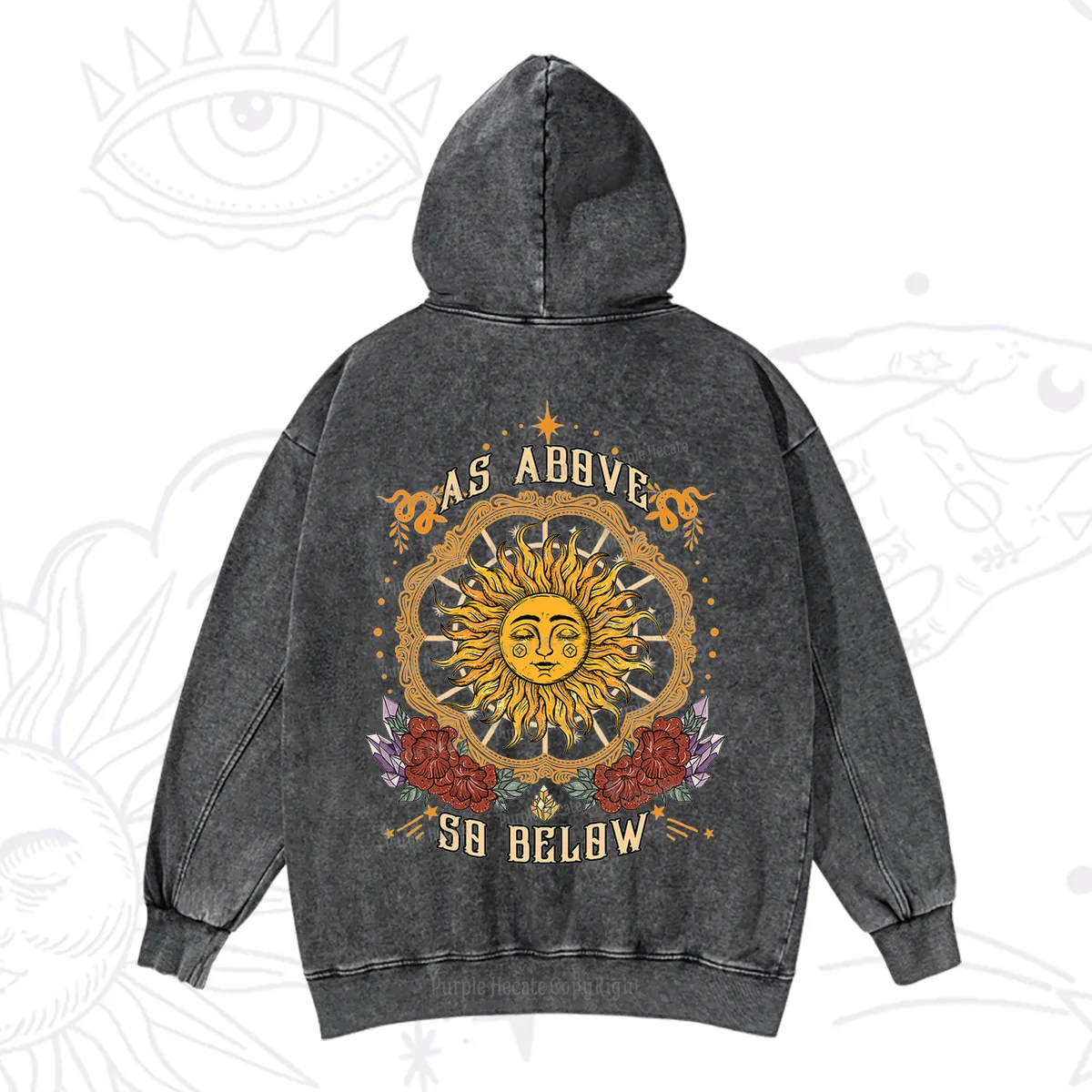 Purplehecate As Above So Below Washed Hoodie