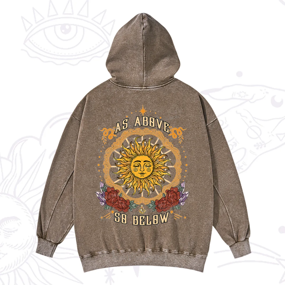 Purplehecate As Above So Below Washed Hoodie