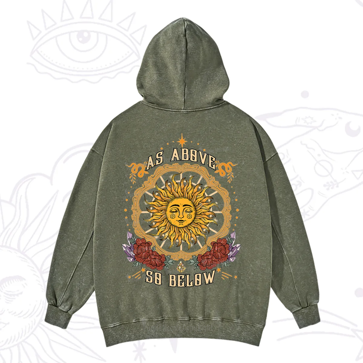 Purplehecate As Above So Below Washed Hoodie