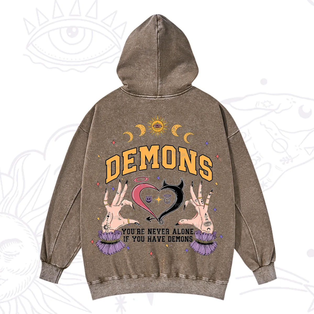 Purplehecate You're Never Alone If You Have Demons Washed Hoodie
