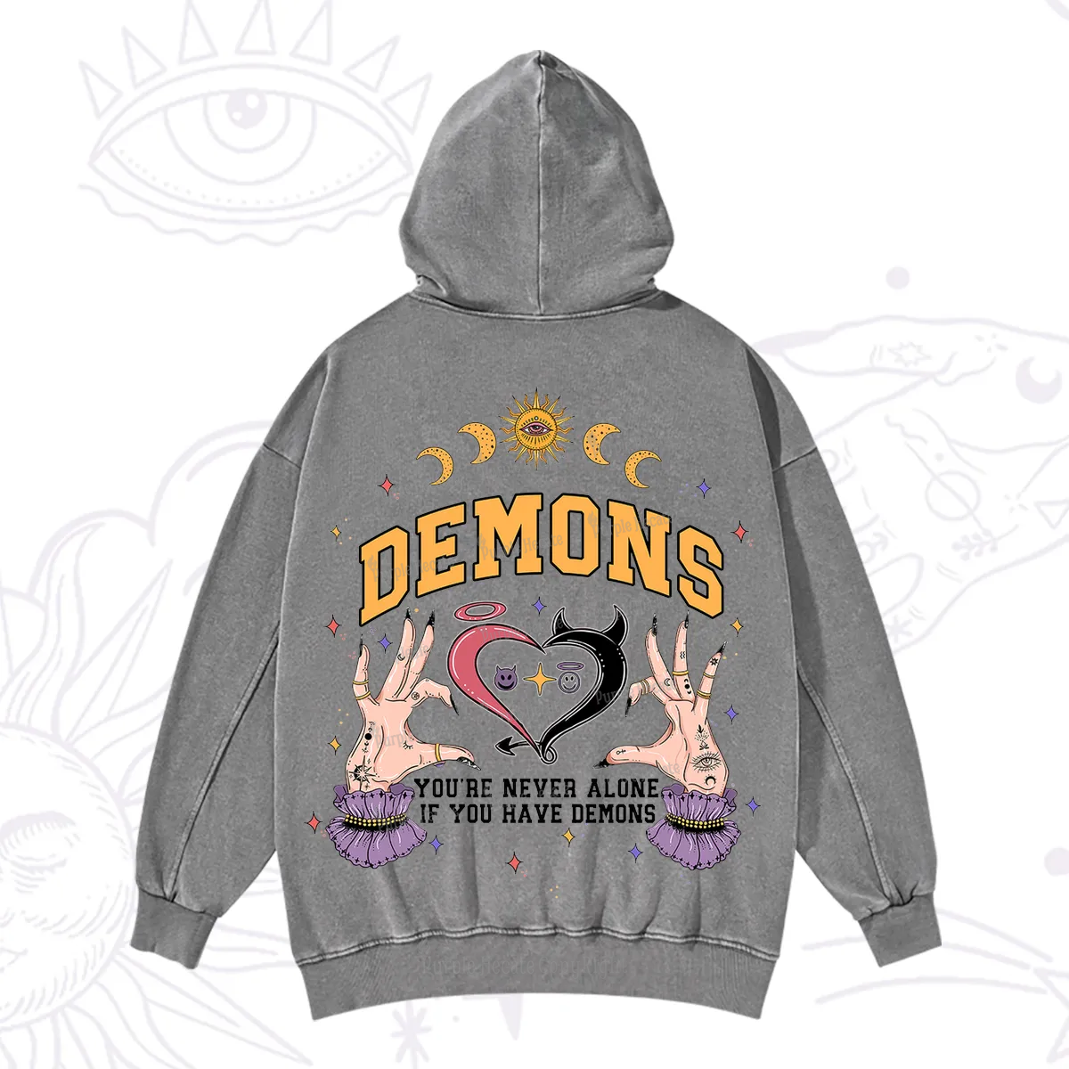 Purplehecate You're Never Alone If You Have Demons Washed Hoodie