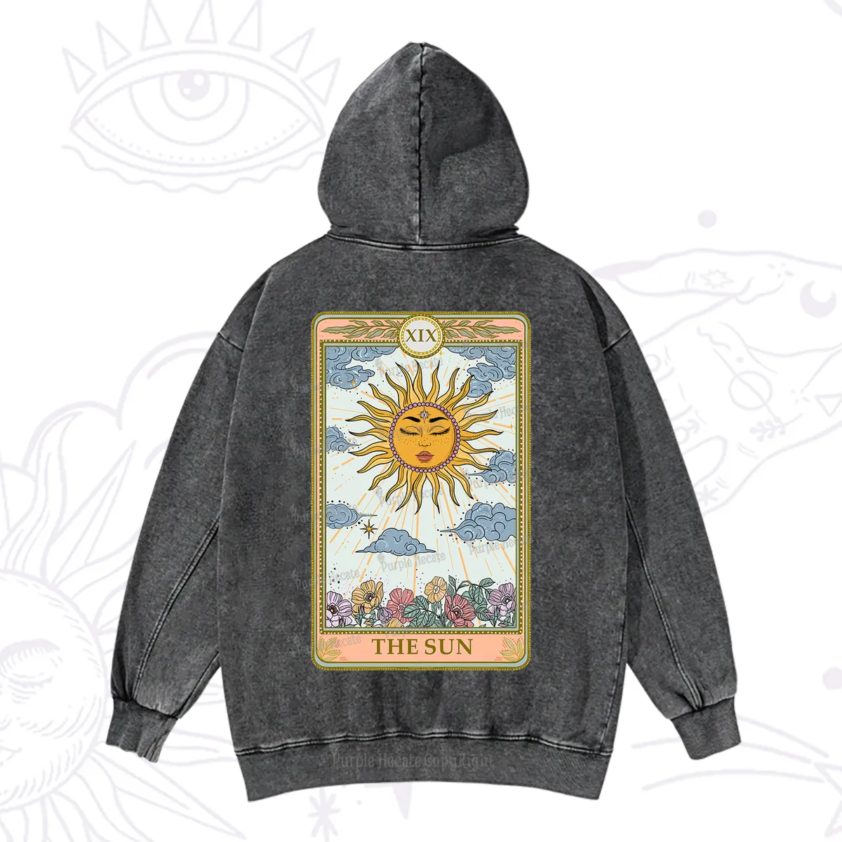 Purplehecate The Sun Tarot Washed Hoodie