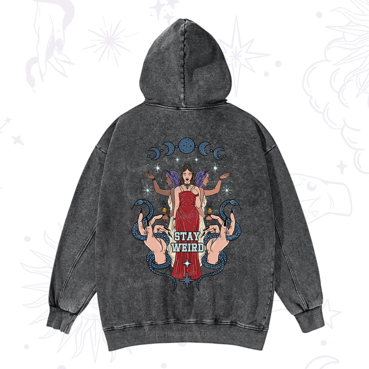 Purplehecate Stay Weird Goddess Washed Hoodie