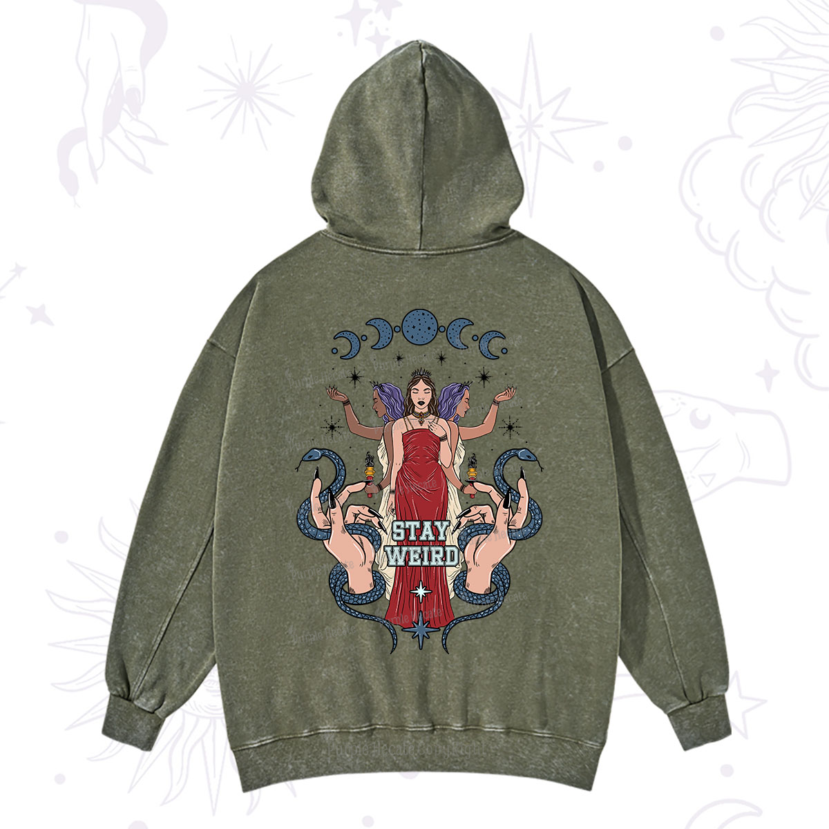 Purplehecate Stay Weird Goddess Washed Hoodie