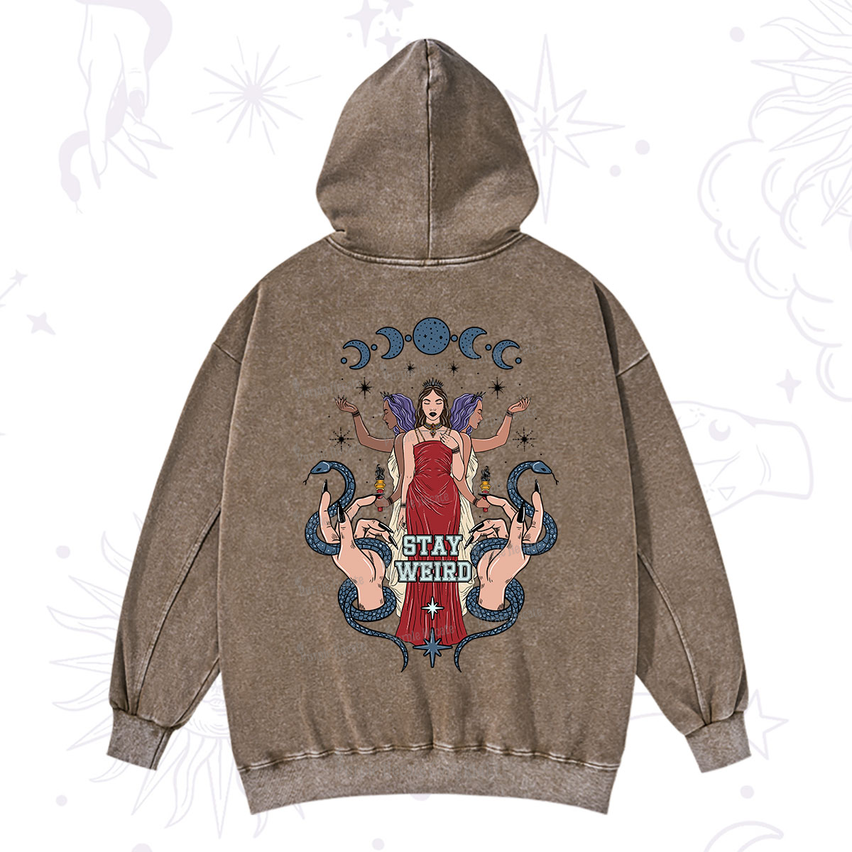 Purplehecate Stay Weird Goddess Washed Hoodie