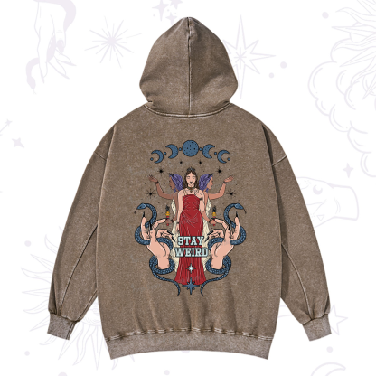 Purplehecate Stay Weird Goddess Washed Hoodie