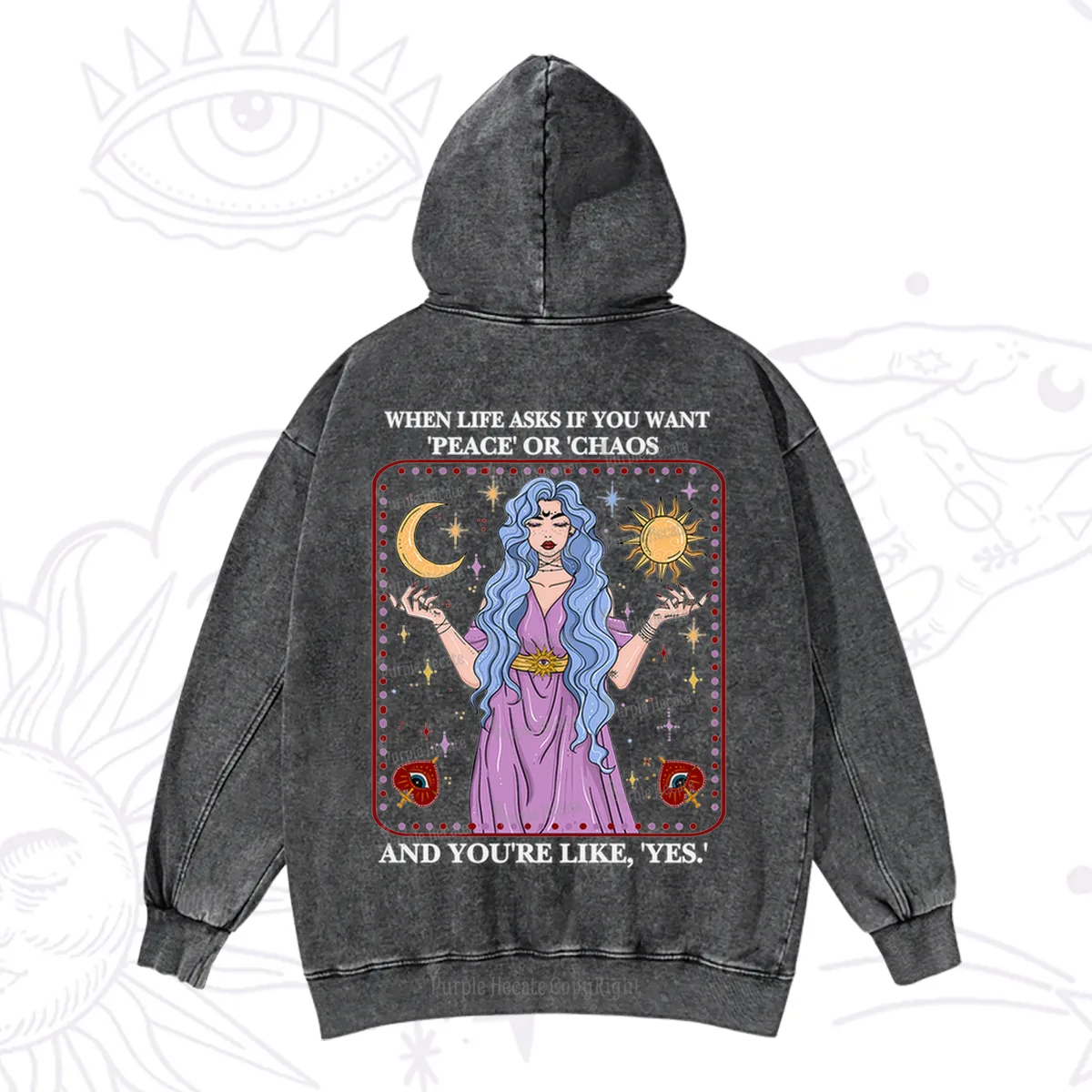 Purplehecate Peace Or Chaos Washed Hoodie