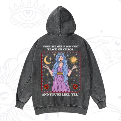 Purplehecate Peace Or Chaos Washed Hoodie