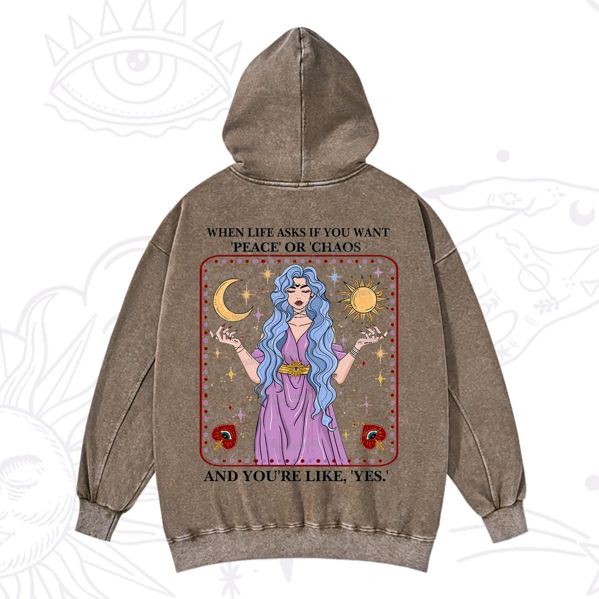 Purplehecate Peace Or Chaos Washed Hoodie
