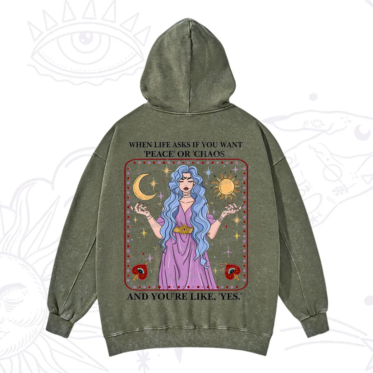 Purplehecate Peace Or Chaos Washed Hoodie