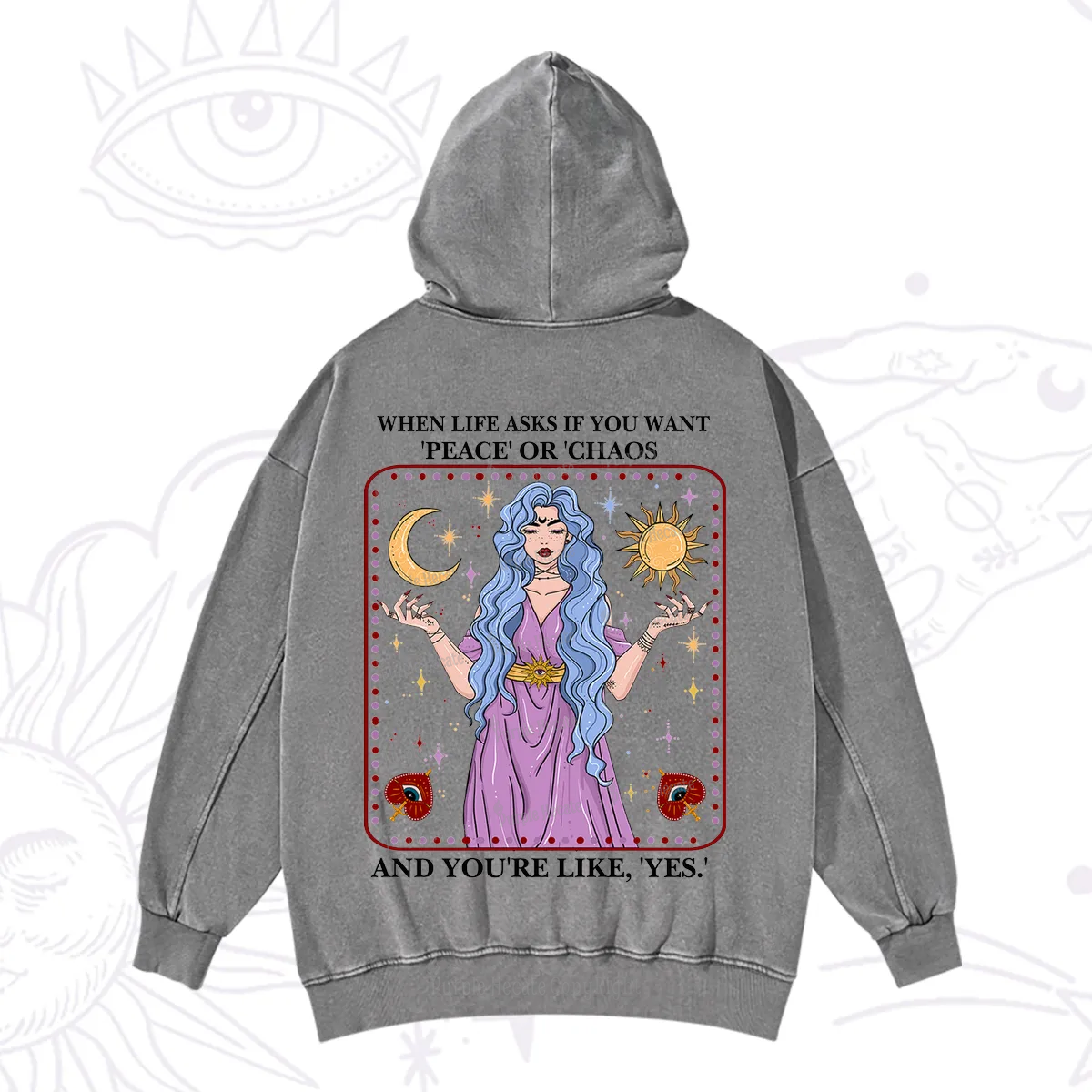 Purplehecate Peace Or Chaos Washed Hoodie