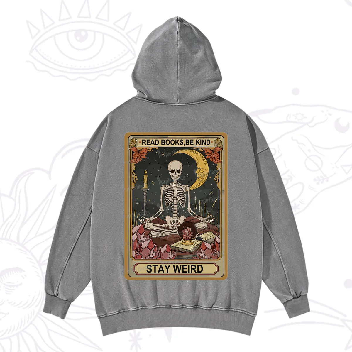 Purplehecate The Read Books Be Kind Stay Weird Oracle Card Washed Hoodie