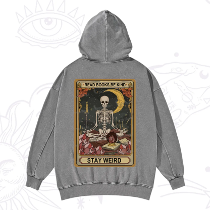 Purplehecate The Read Books Be Kind Stay Weird Oracle Card Washed Hoodie