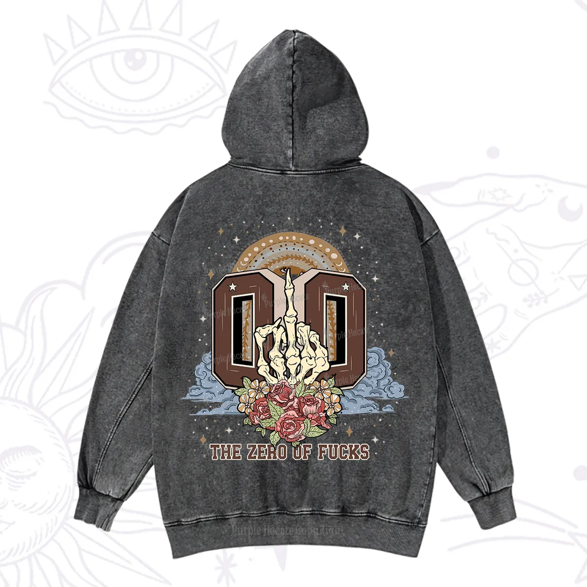 Purplehecate The Zero of Fucks No Apologies Washed Hoodie