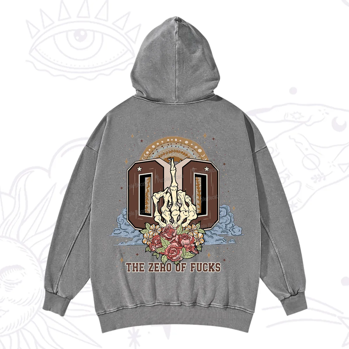 Purplehecate The Zero of Fucks No Apologies Washed Hoodie