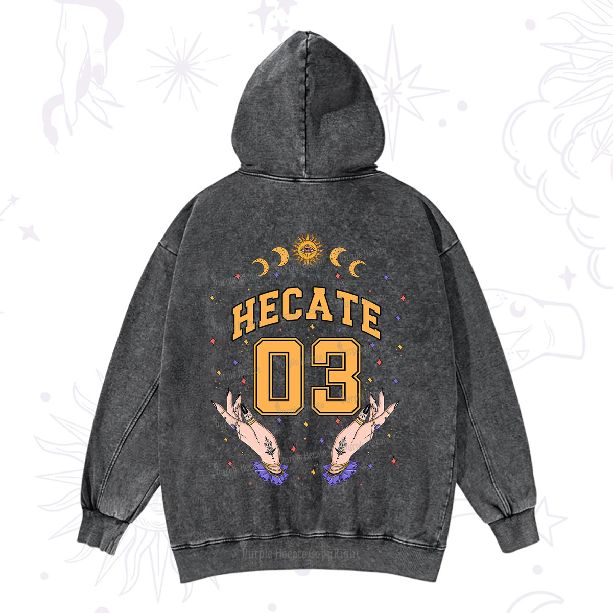 Purplehecate Hecate Moonlight Sorcery Washed Hoodie